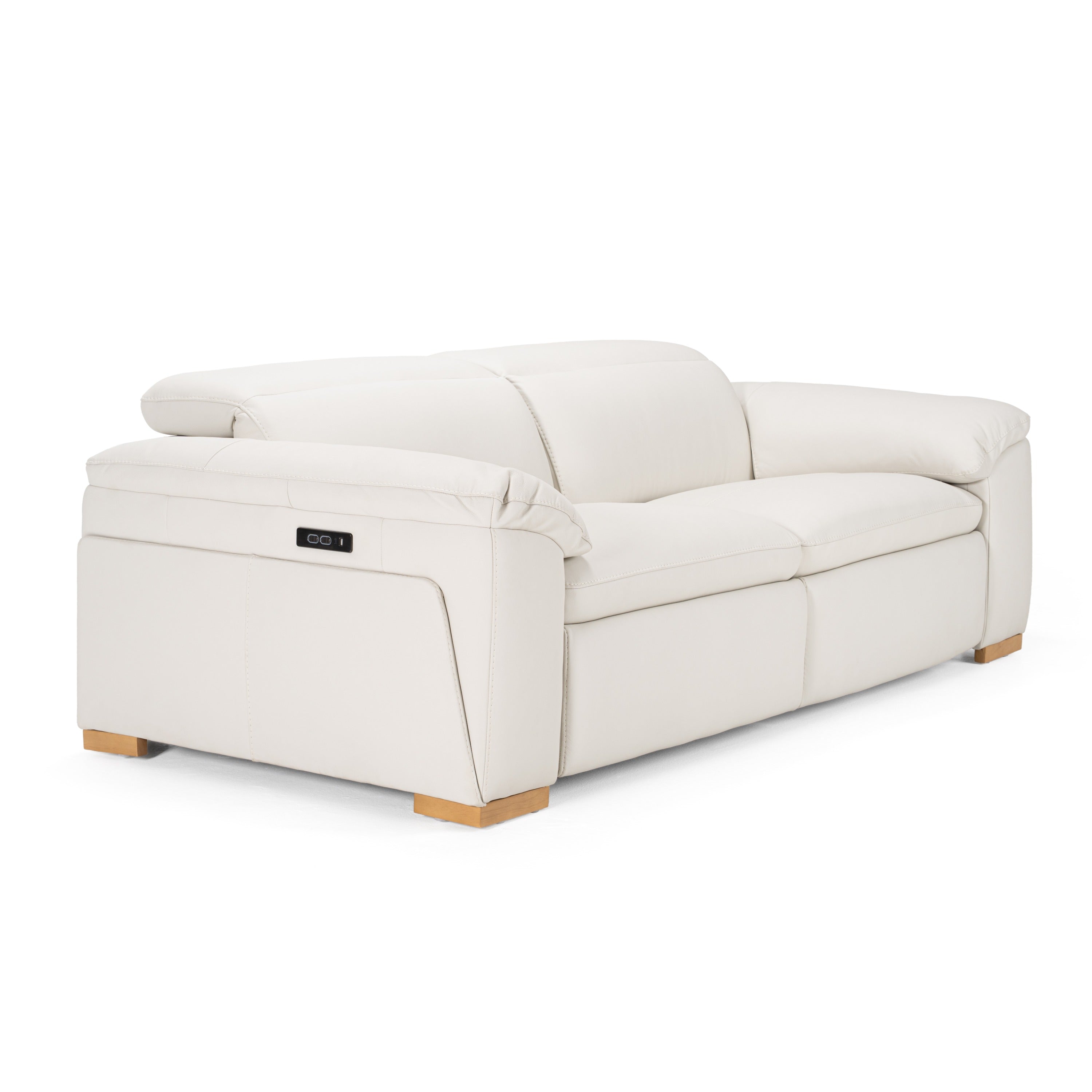 Divani Casa Gregory - Modern Off-White Leather Sofa w/ 2 Recliners