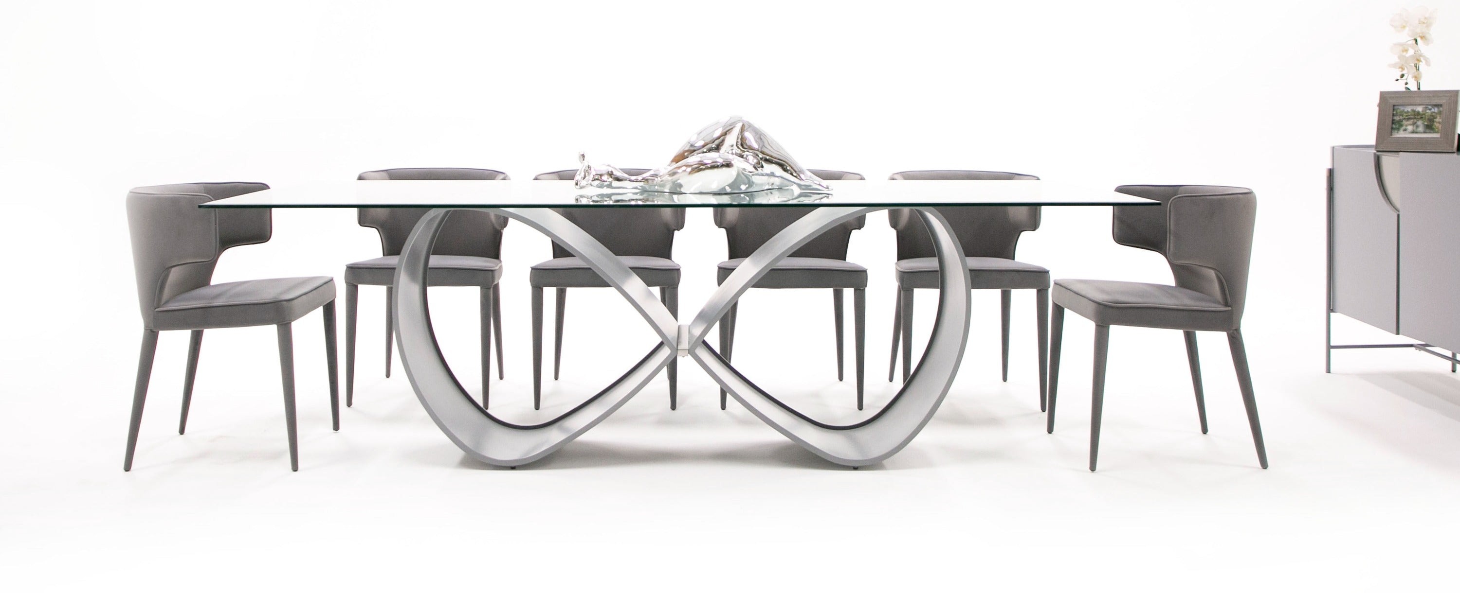 Modrest Hadley- Glass & Matte Grey Dining Table