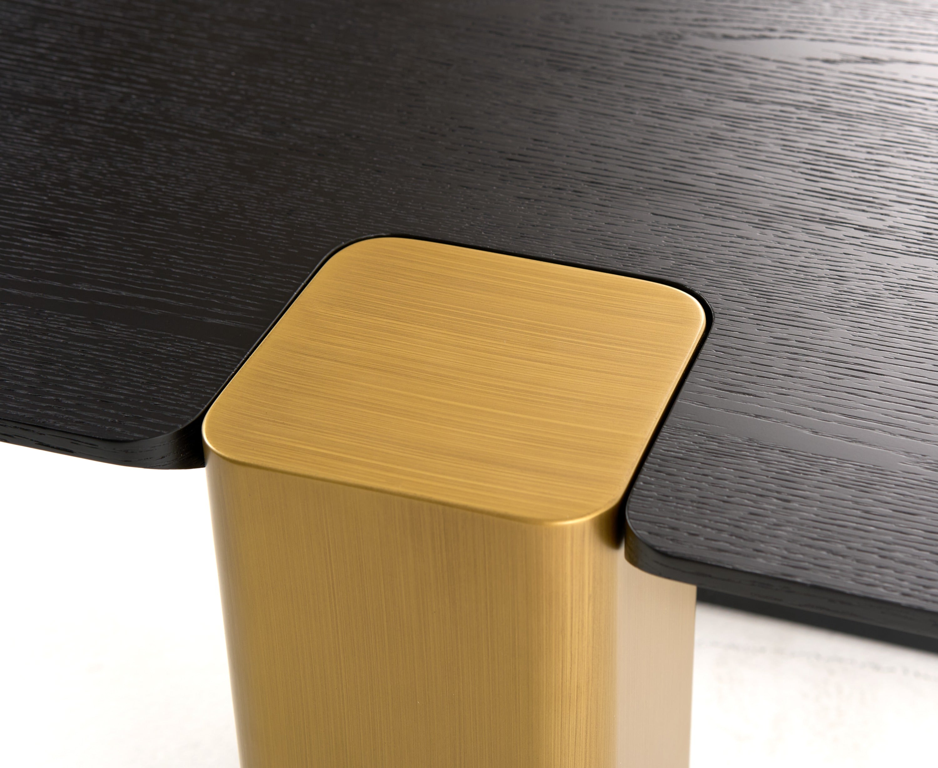 Modrest Harold - Modern Black + Brushed Gold Oak Square Coffee Table Set
