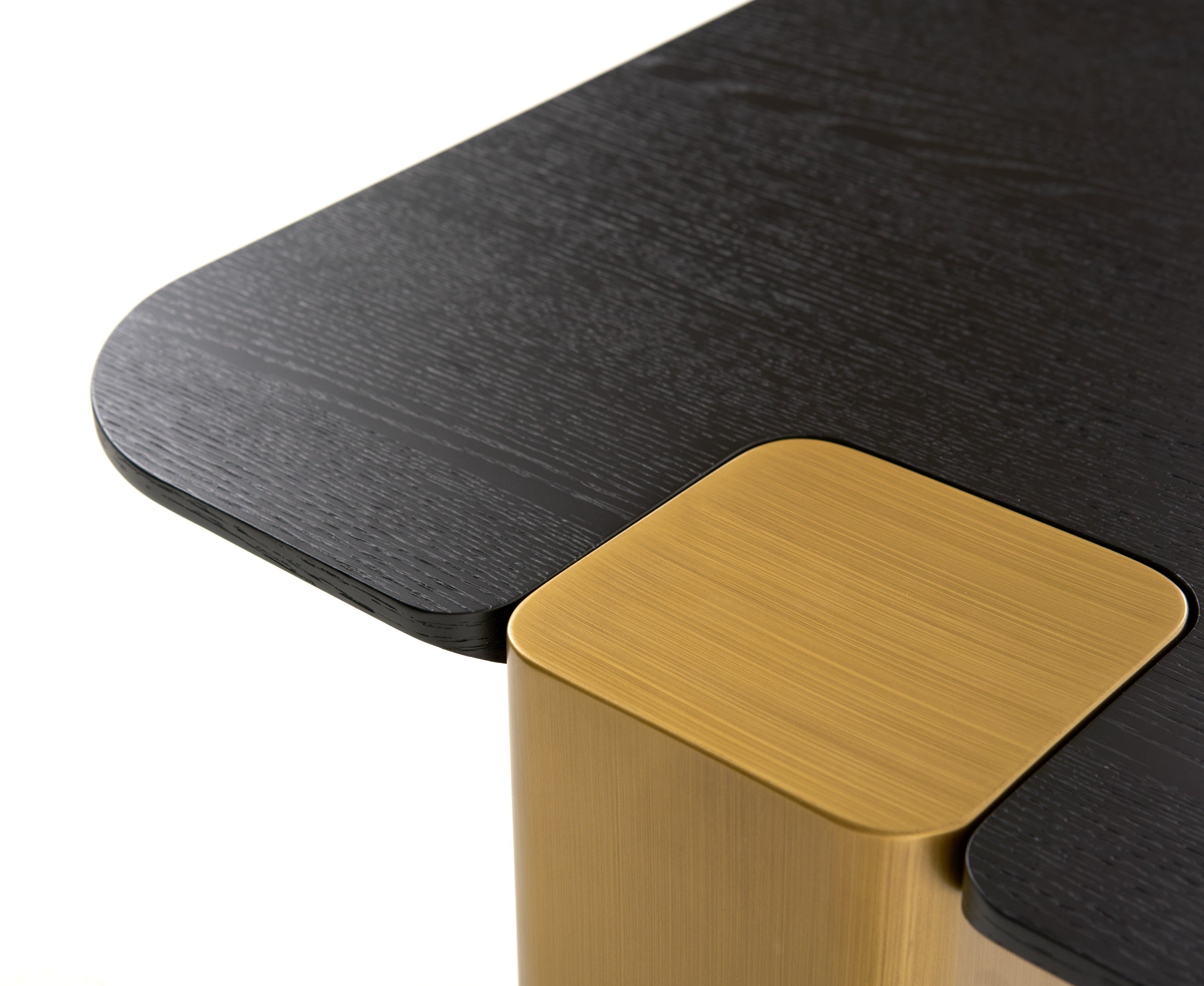 Modrest Harold - Modern Black + Brushed Gold Oak Square Coffee Table Set