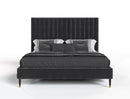Modrest Hemlock - Modern Dark Grey Velvet Bed