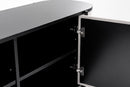 Modrest Hobart - Modern Beige Fabric & Black Metal Buffet