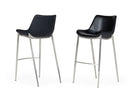 Modrest Hooper - Modern Black Eco-Leather Bar Stool (Set of 2)