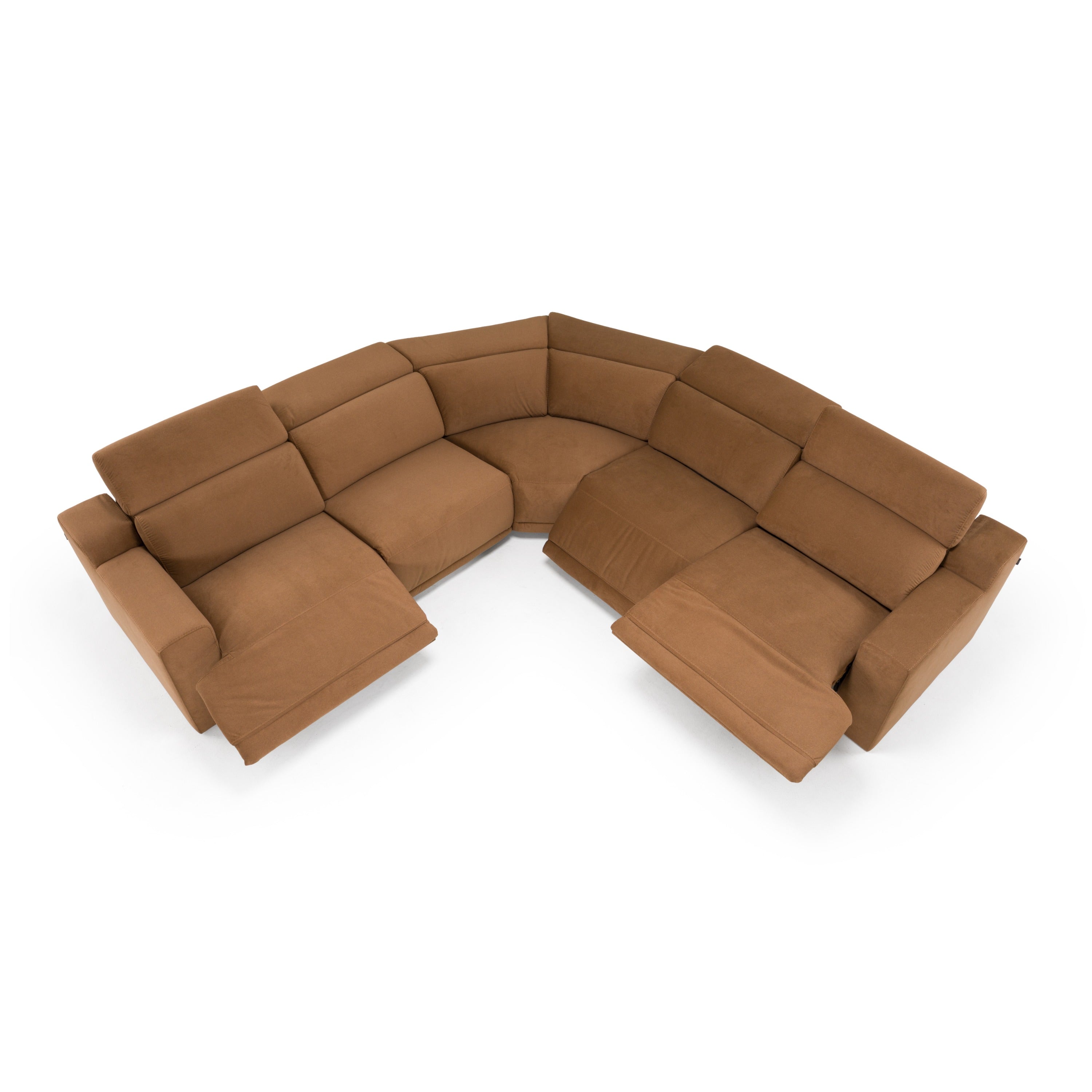Divani Casa Horton - Modern Brown Fabric Sectional w/ 3 Recliners