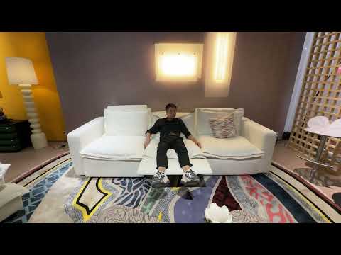 Divani Casa Almagre - Modern White Fabric Sofa w/ 3 Electric Recliners