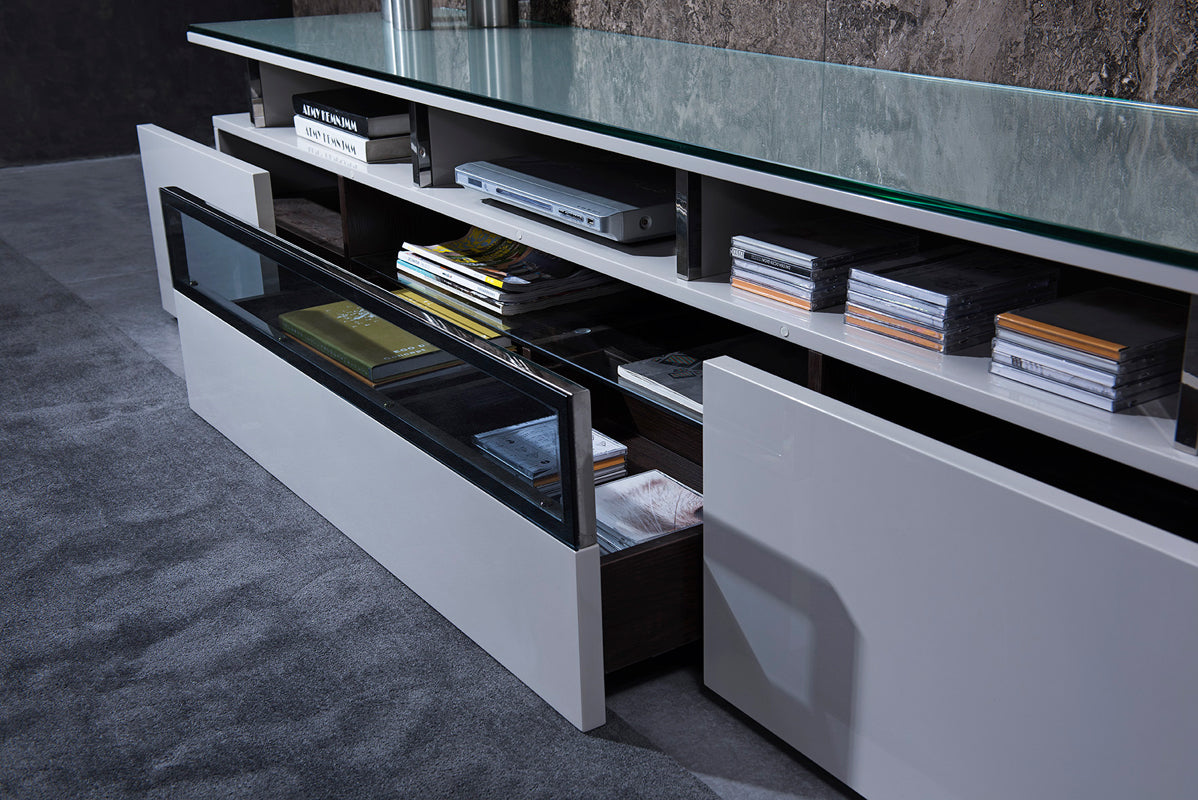 Modrest Hurst Contemporary Grey Gloss TV Stand