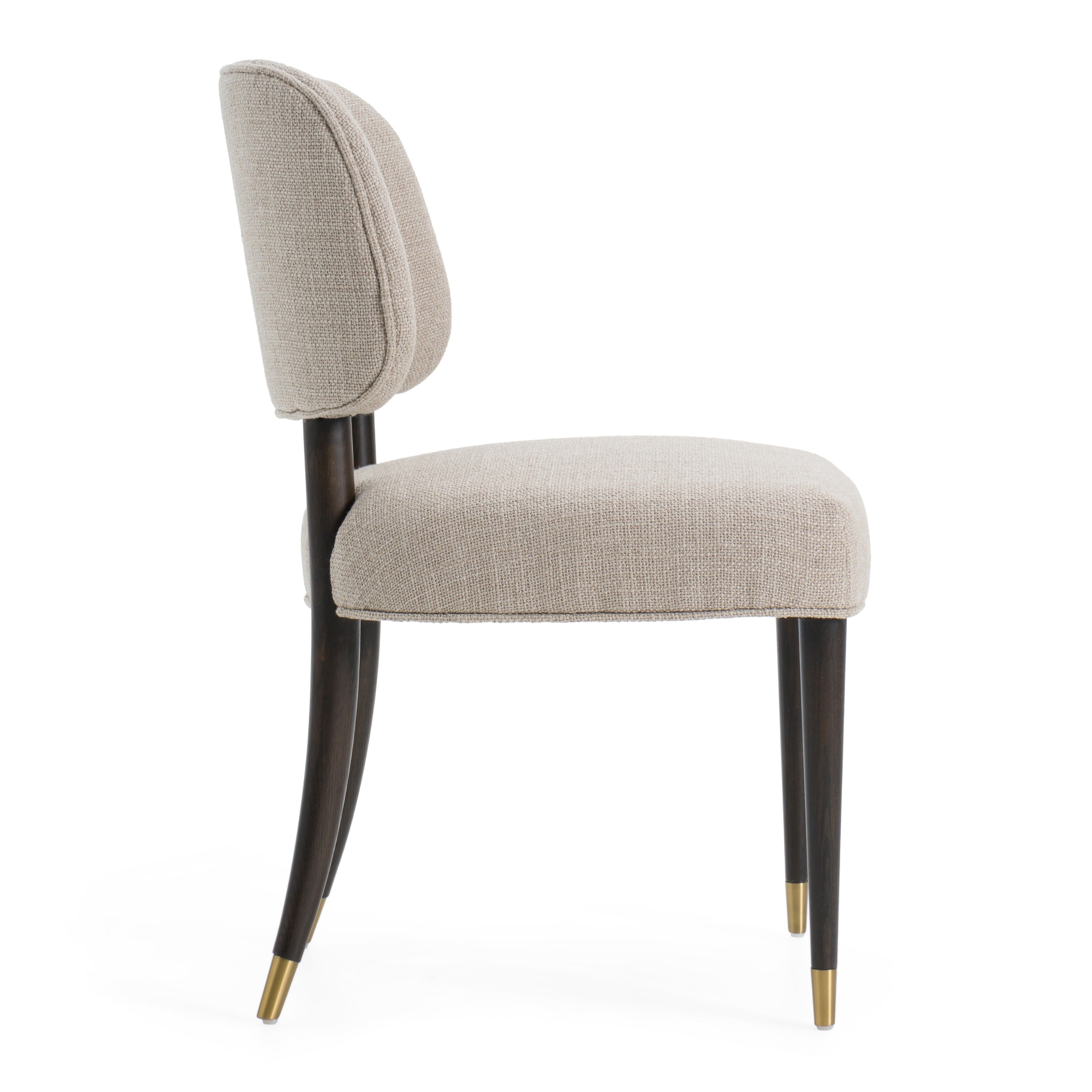 Modrest Kathy - Modern Beige Fabric + Oak Dining Side Chair (Set of 2)