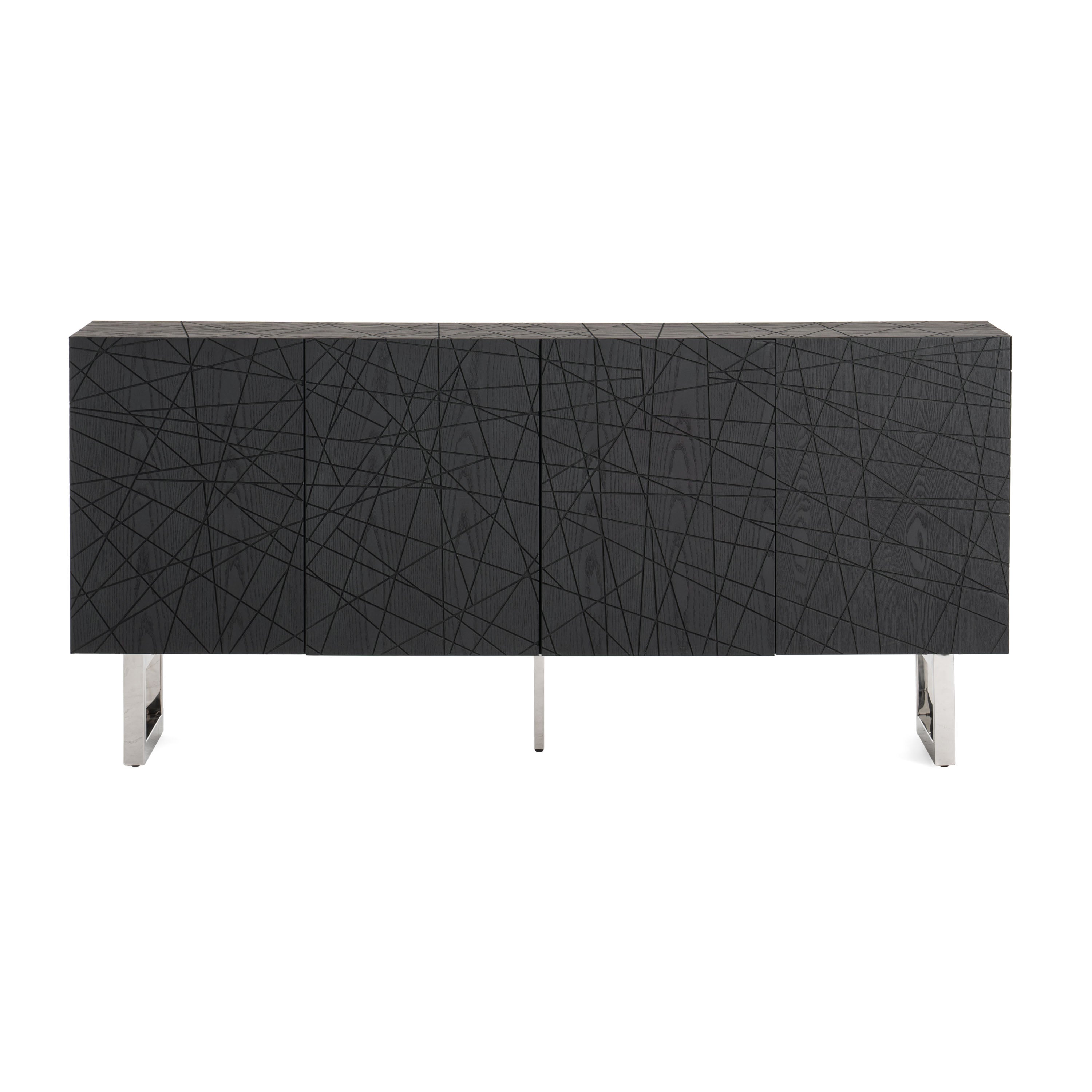 Modrest Kenda - Modern Black Ash + Stainless Steel Buffet