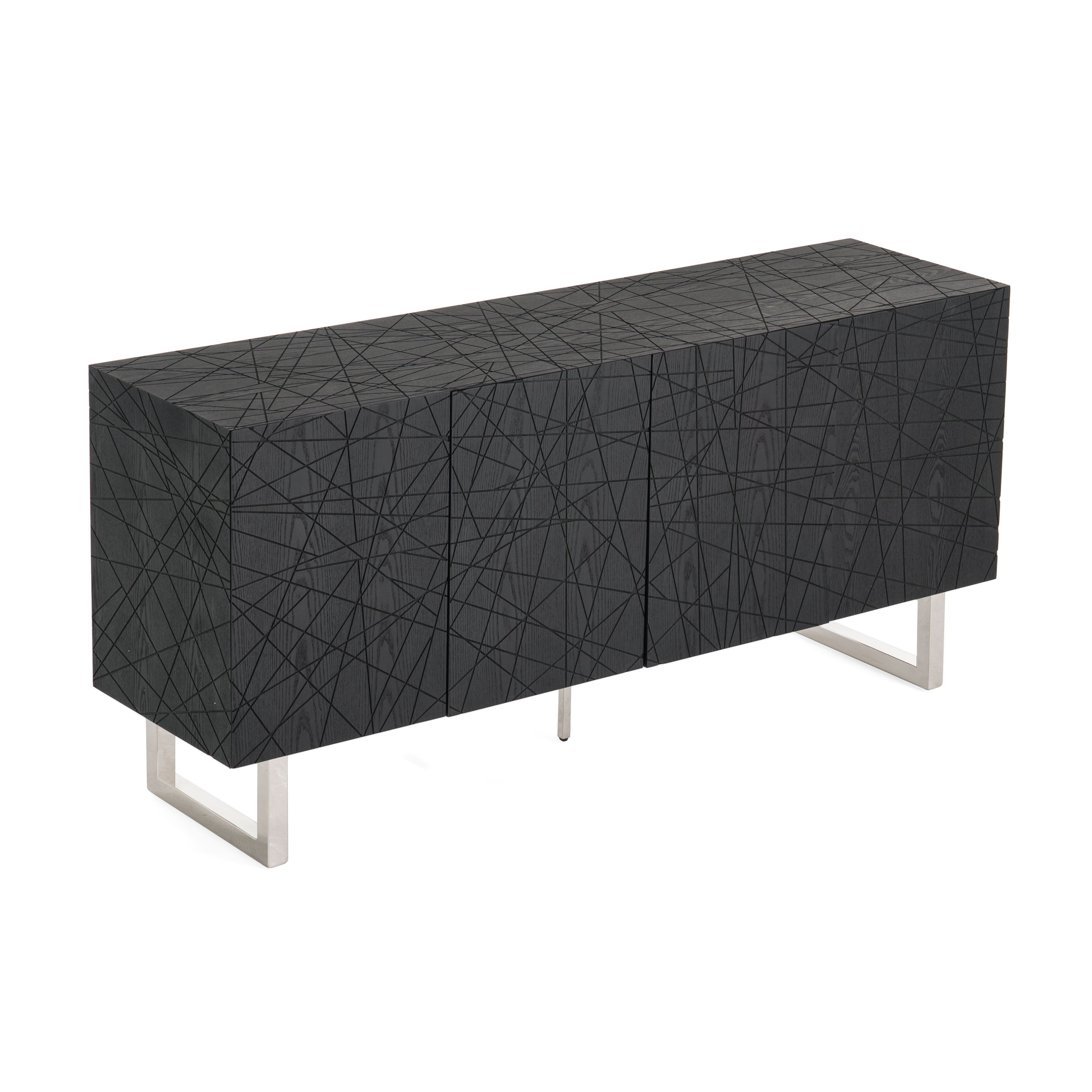 Modrest Kenda - Modern Black Ash + Stainless Steel Buffet