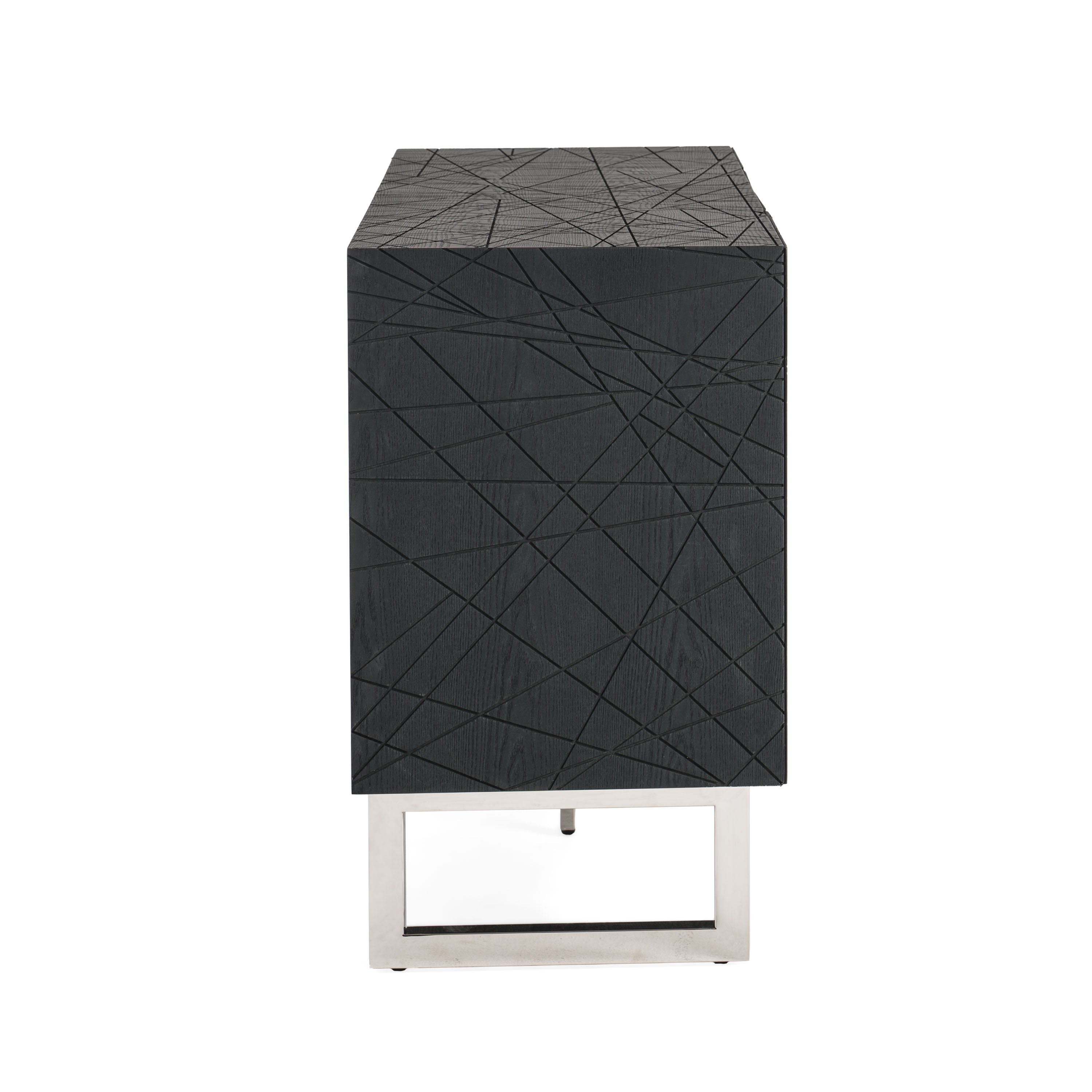 Modrest Kenda - Modern Black Ash + Stainless Steel Buffet