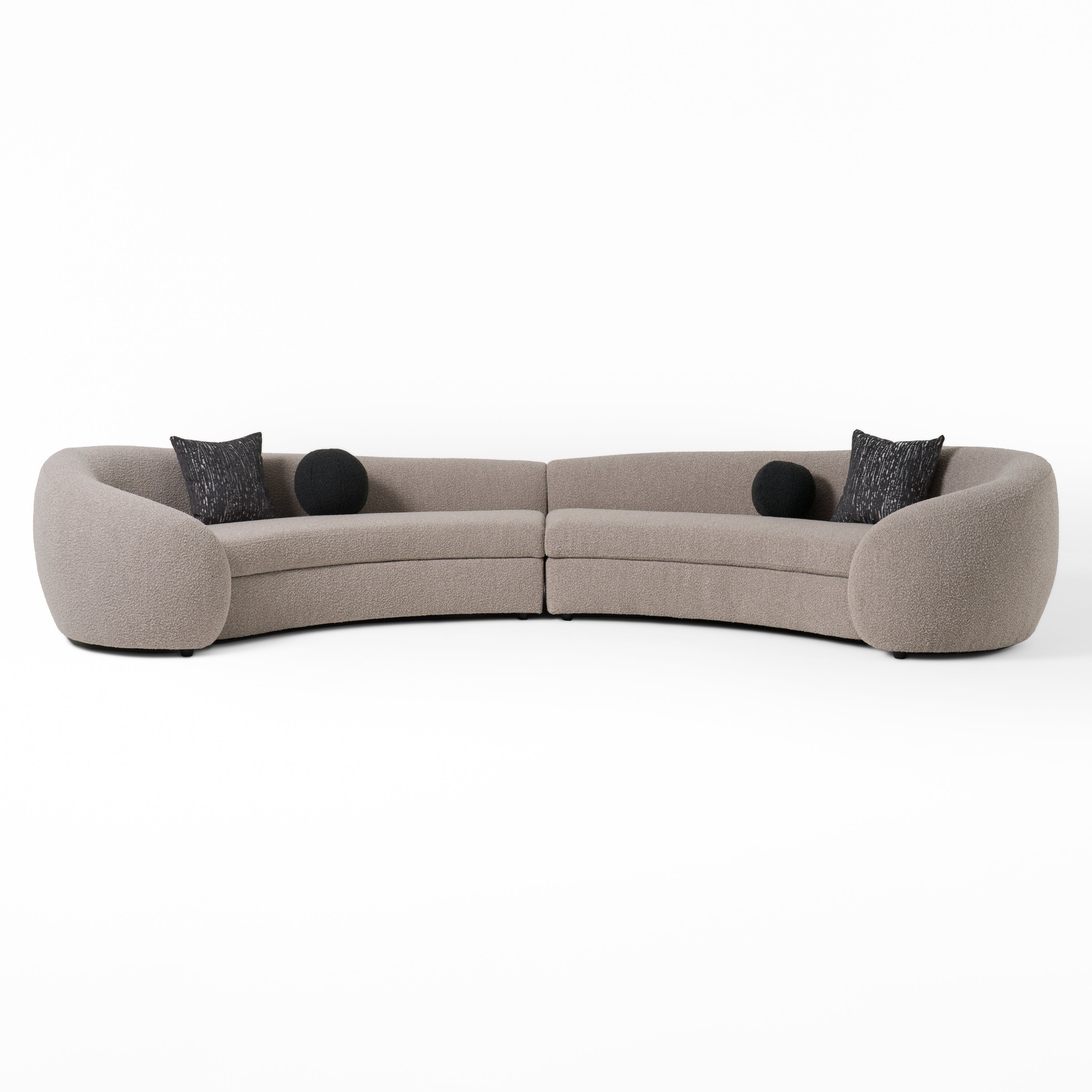 Modrest - Kilmer Modern Grey Curved Fabric Sectional Sofa