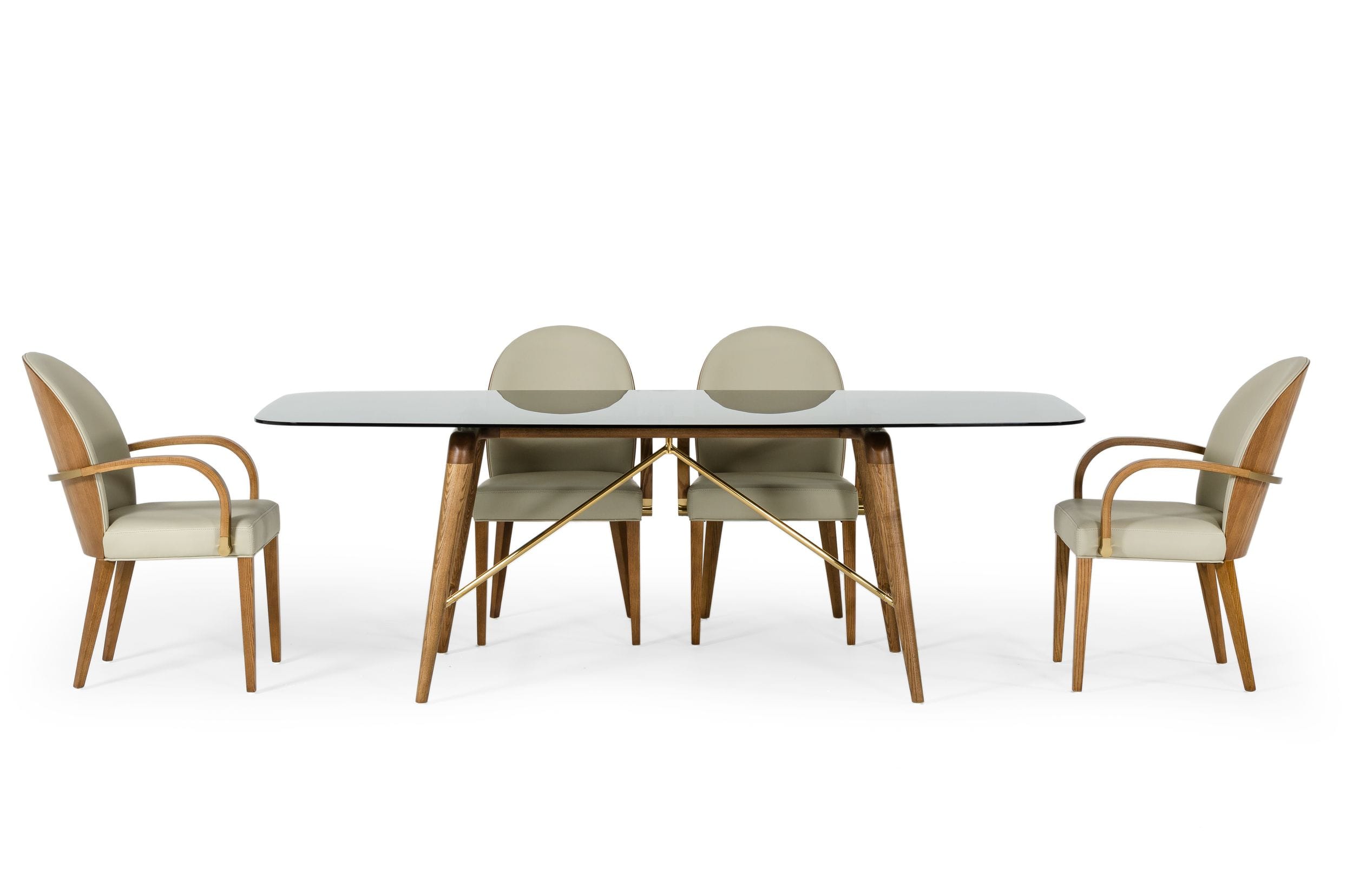 Modrest Kipling - Modern Smoked Glass & Walnut Large Dining Table