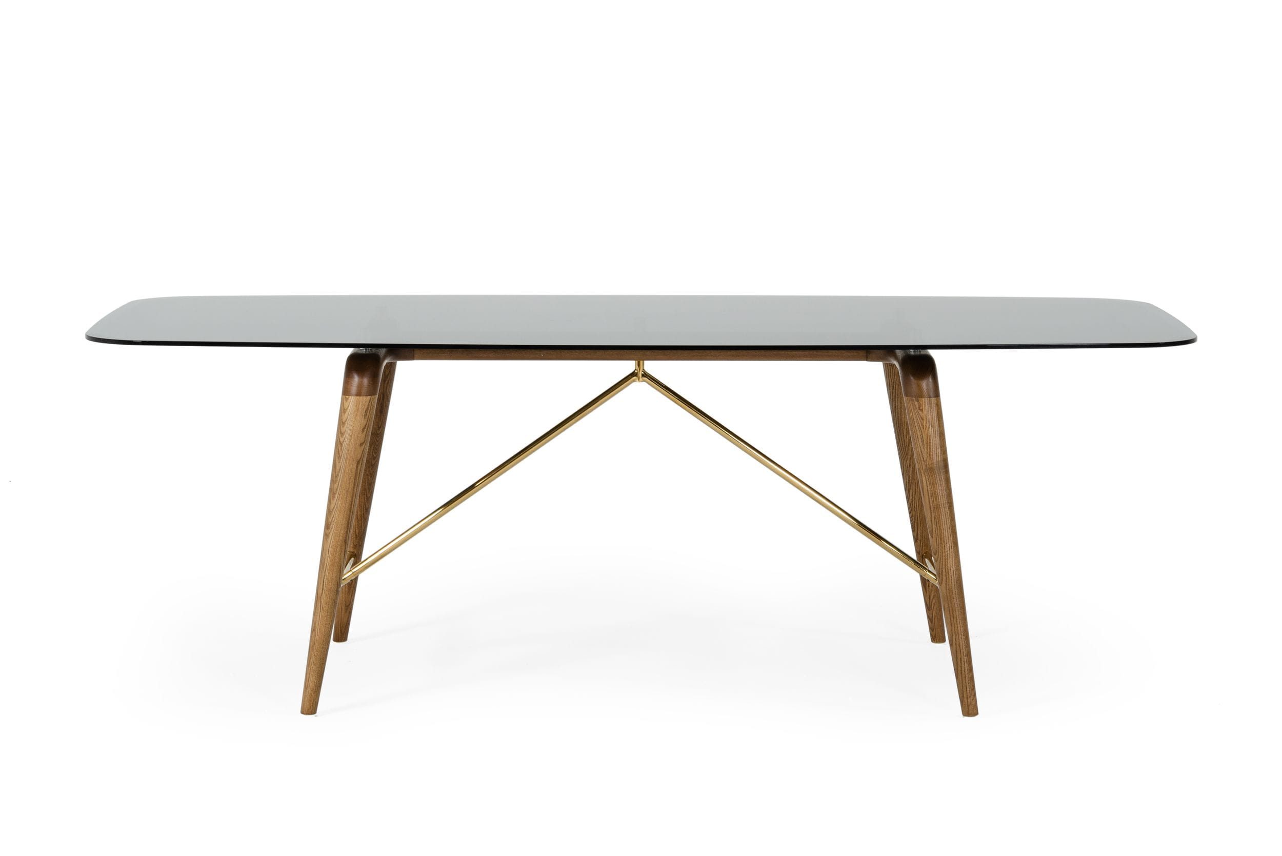 Modrest Kipling - Modern Smoked Glass & Walnut Large Dining Table