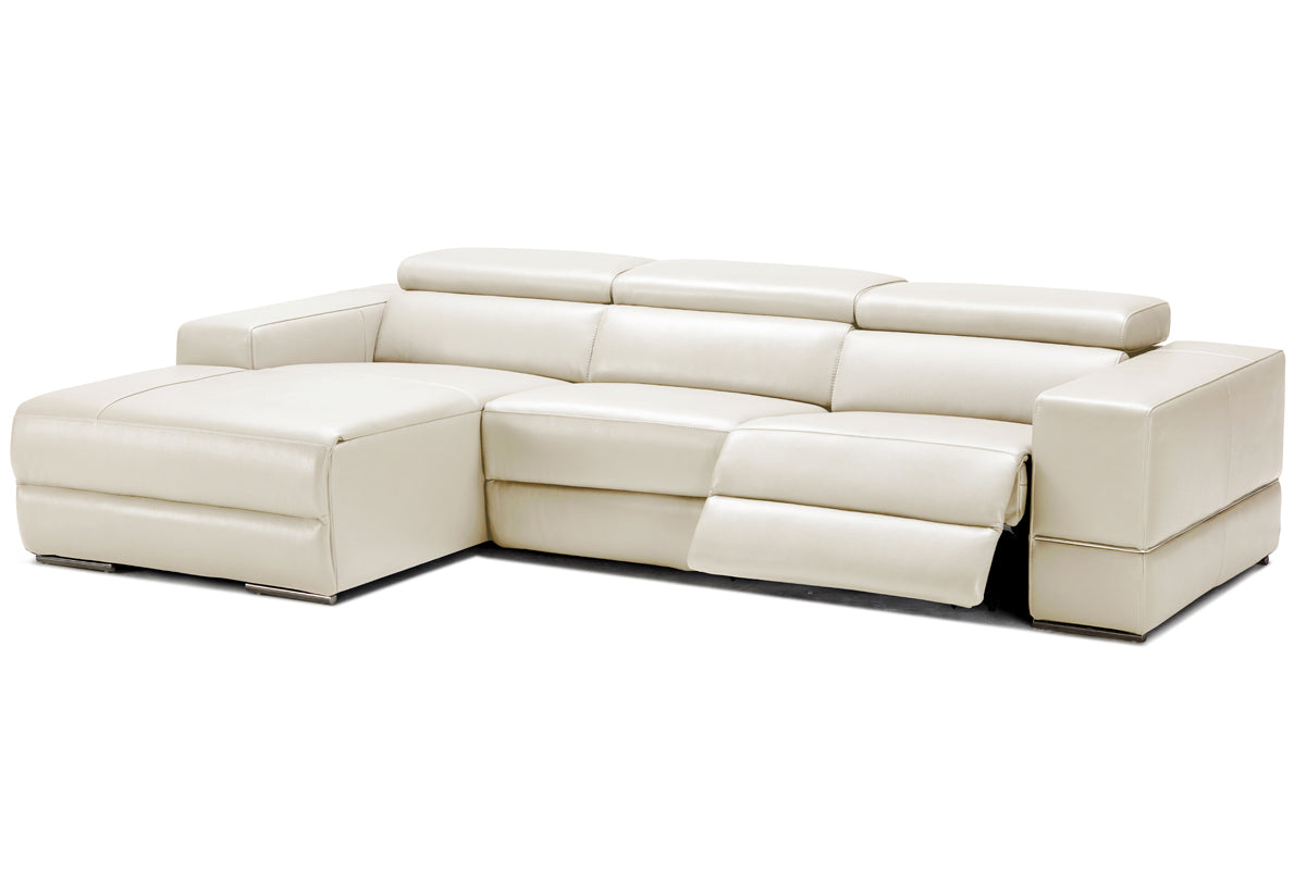 Divani Casa Hilgard - Modern Light Grey Leather Left Facing Sectional Sofa with Recliners