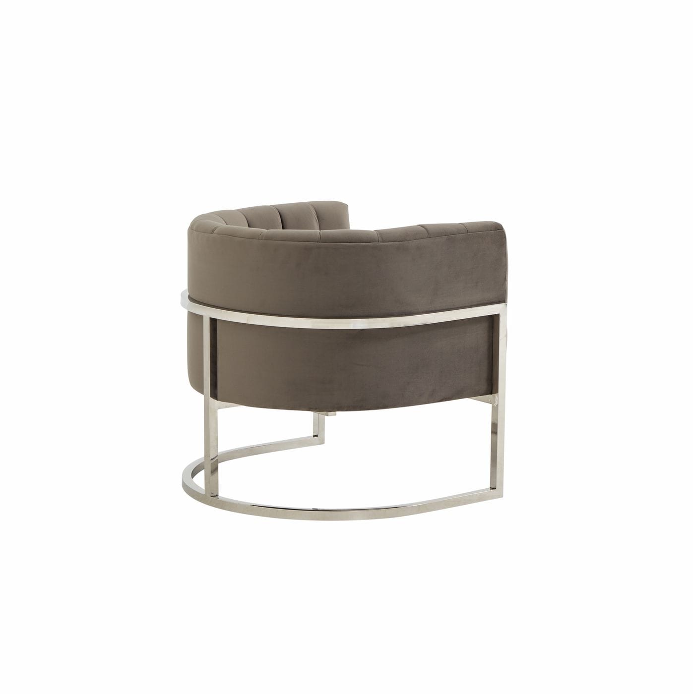 Modrest Landau - Modern Grey Velvet & Stainless Steel Accent Chair