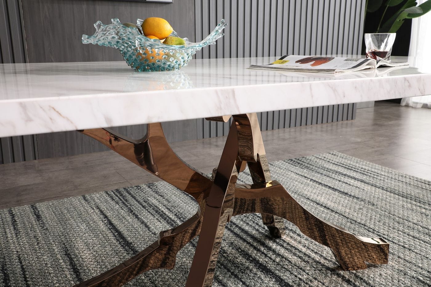 Modrest Legend - Modern White Marble & Rosegold Dining Table