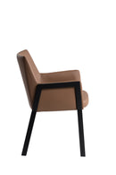 Modrest Leshay - Modern Dark Camel Vegan Leather + Black Metal Dining Chair
