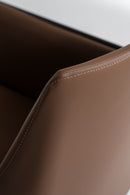 Modrest Leshay - Modern Dark Camel Vegan Leather + Black Metal Dining Chair