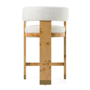 Modrest Letha - Modern Cream Fabric + Burl Counter Chair