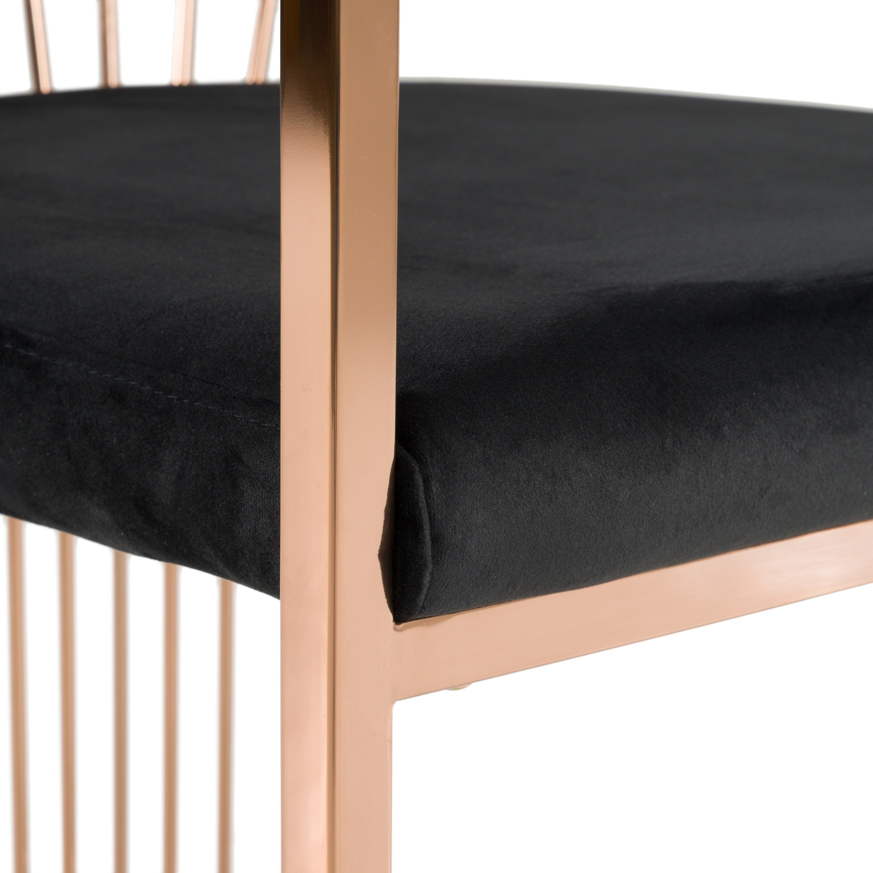 Modrest Linda - Modern Black Velvet and Rosegold Dining Chair