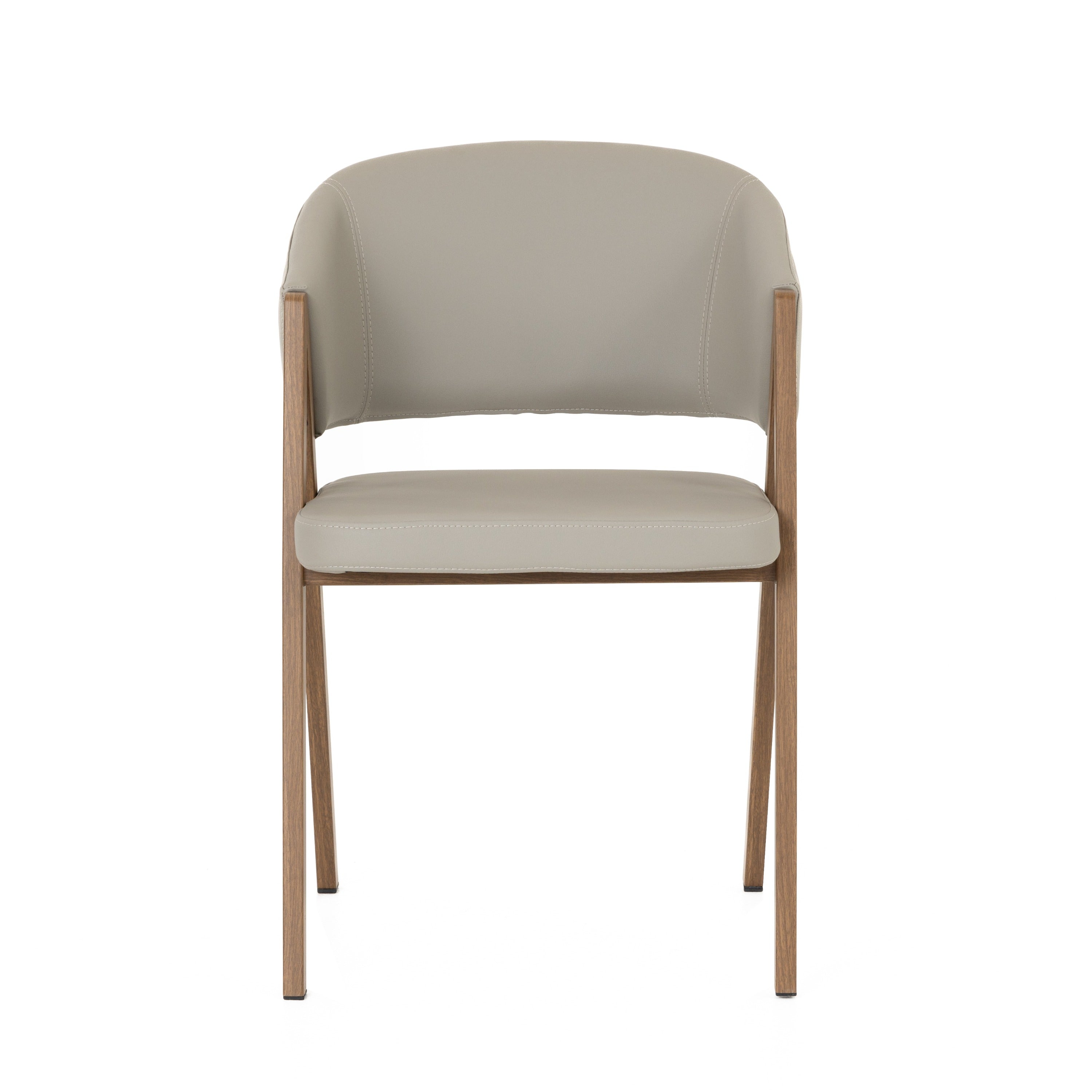 Modrest Marcus - Modern Light Grey Vegan Leather Dining Chair (Set of 2)