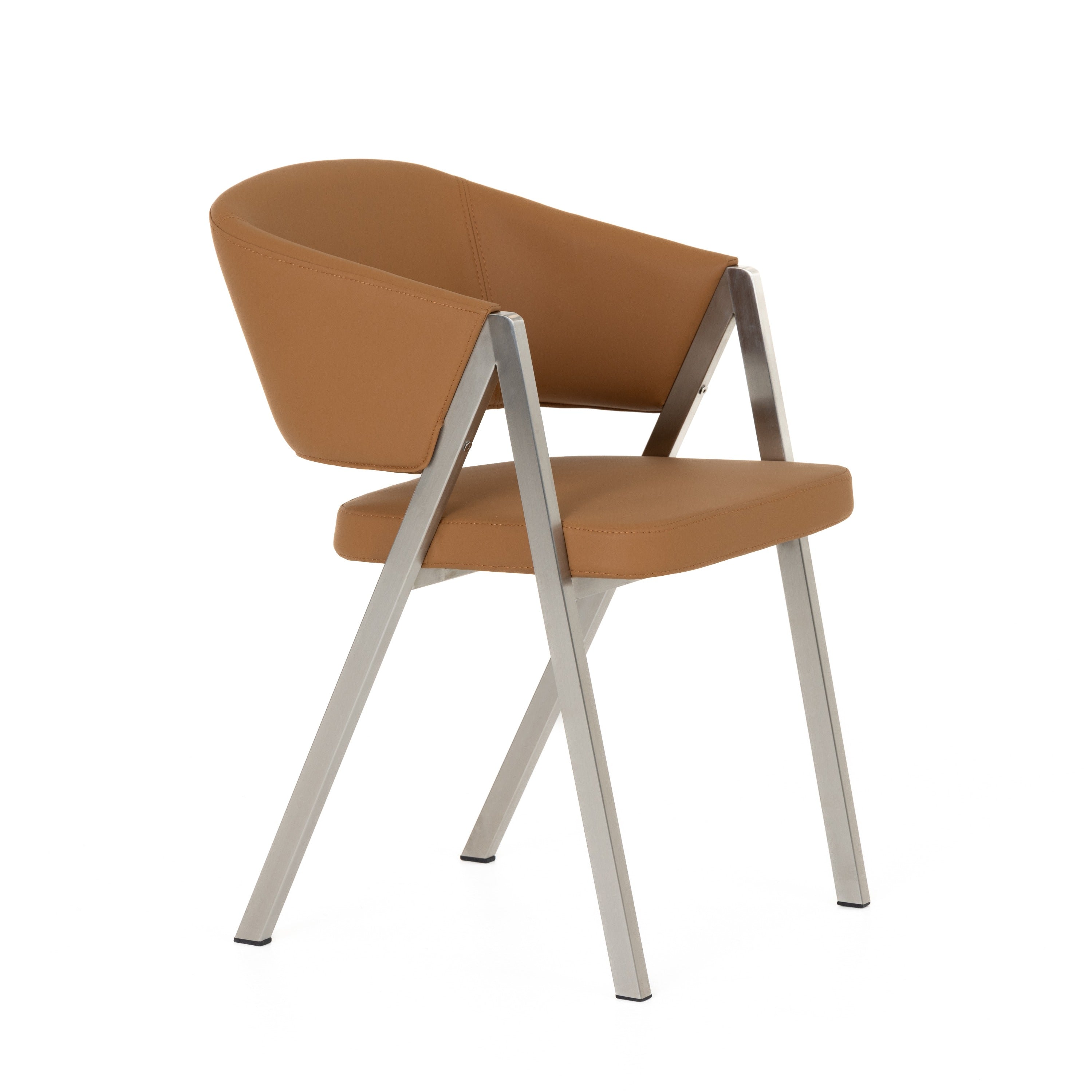 Modrest Marcus - Modern Camel Vegan Leather Dining Chair (Set of 2)