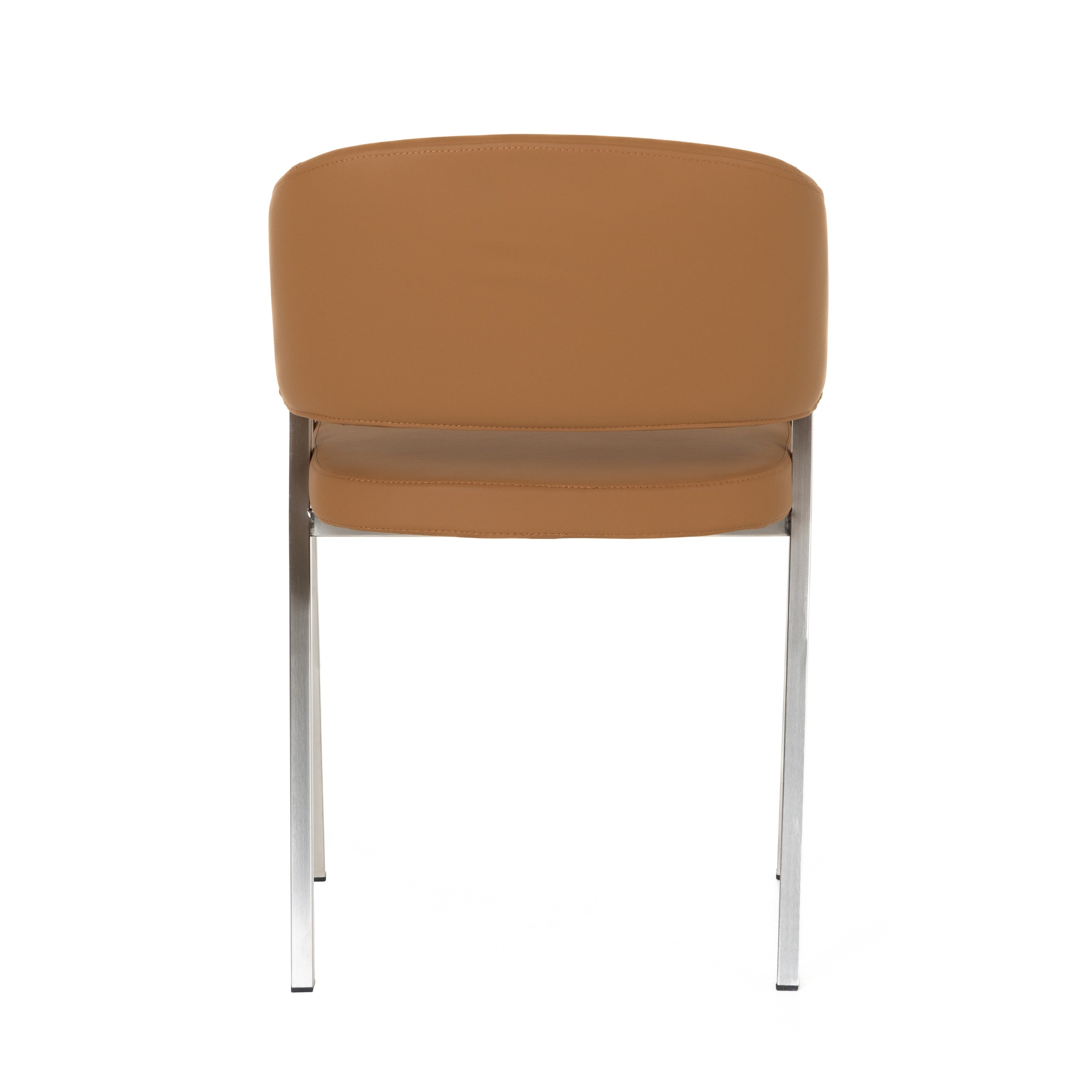 Modrest Marcus - Modern Camel Vegan Leather Dining Chair (Set of 2)