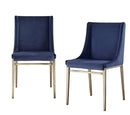 Modrest Mimi - Contemporary Blue Velvet & Antique Brass Dining Chair (Set of 2)