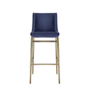 Modrest Mimi - Contemporary Blue Velvet & Antique Brass Bar Stool (Set of 2)