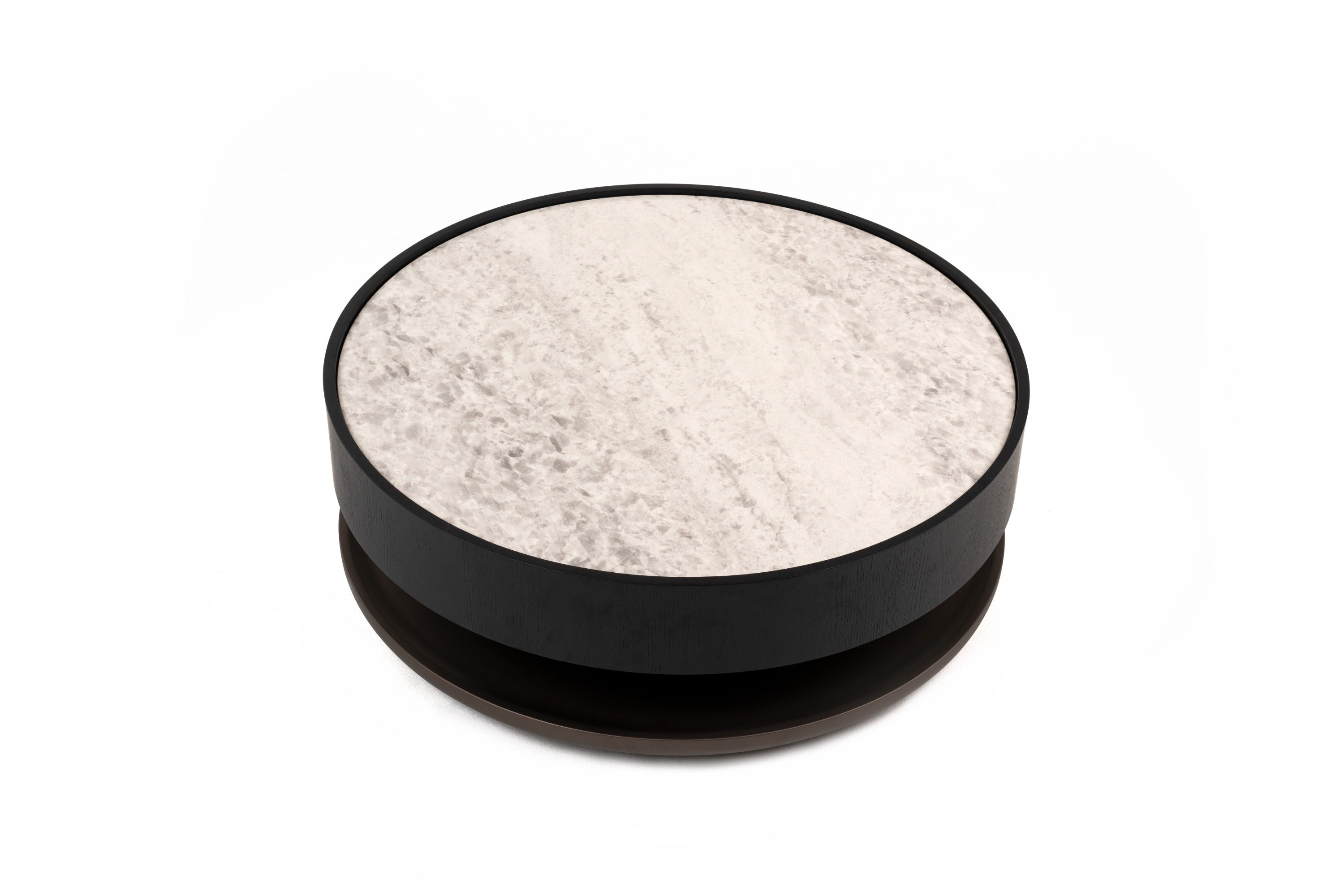 Modrest Miranda - Modern Ceramic + Black Oak Round Coffee Table