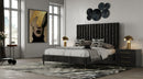 Modrest Hemlock - Modern Dark Grey Velvet Bed