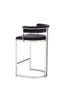 Modrest Munith - Modern Black Velvet & Stainless Steel Counter Stool