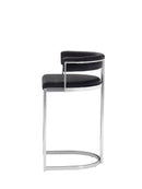Modrest Munith - Modern Black Velvet & Stainless Steel Counter Stool