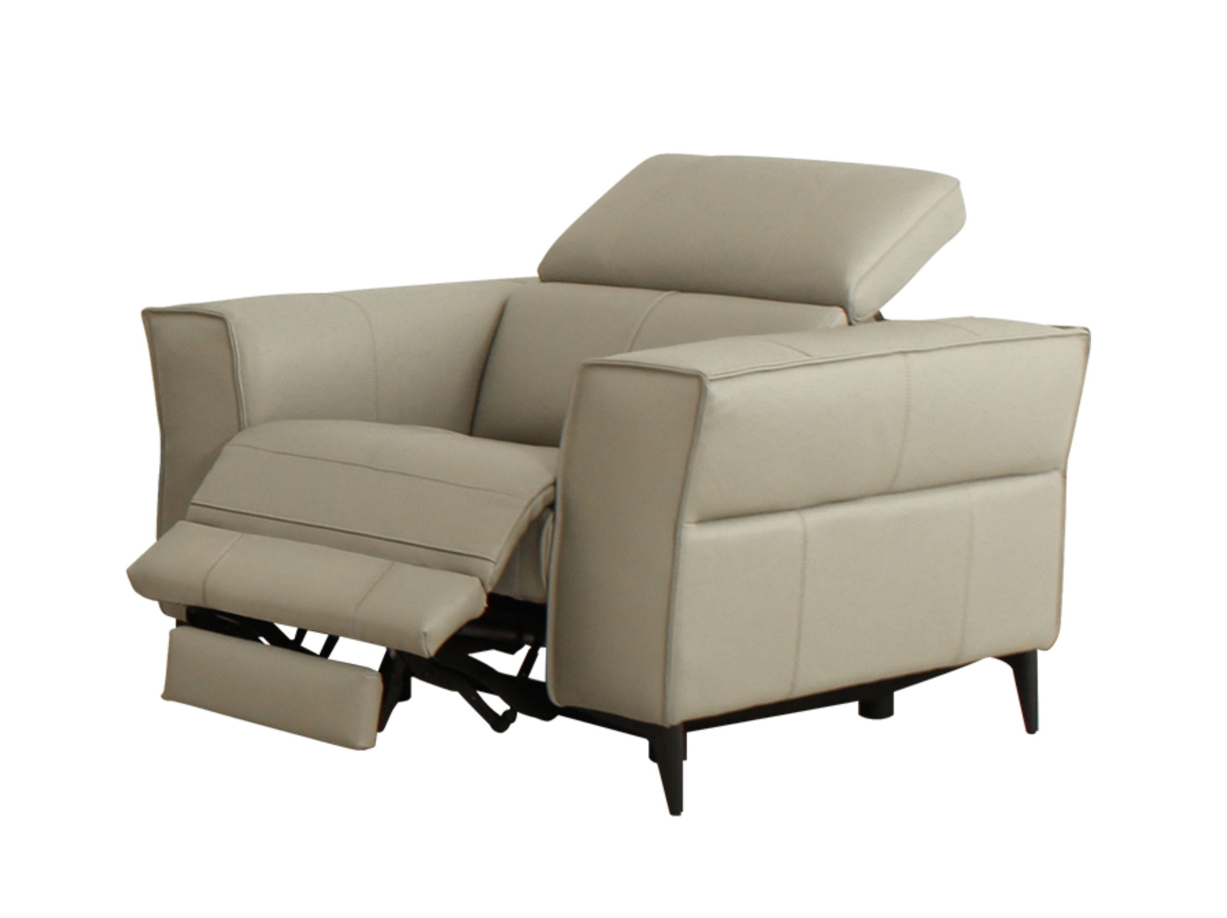 Divani Casa Nella - Modern Light Grey Leather Armchair w/ Electric Recliner