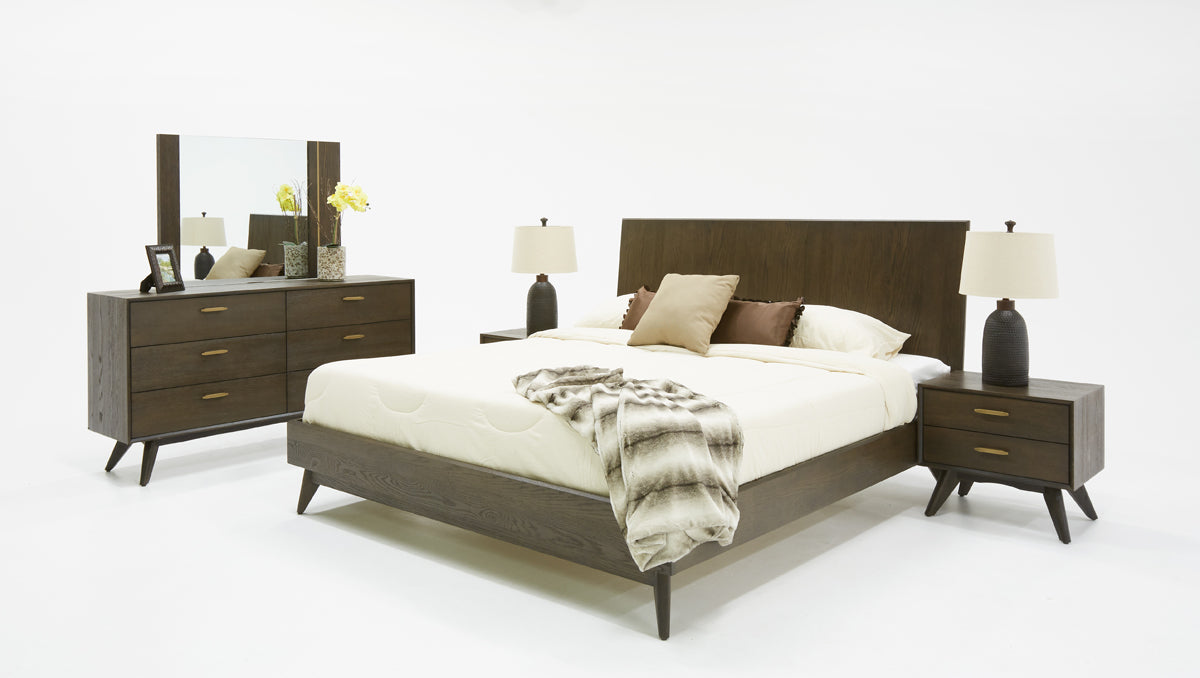 Modrest Novak Modern Dark Oak & Antique Brass Mirror