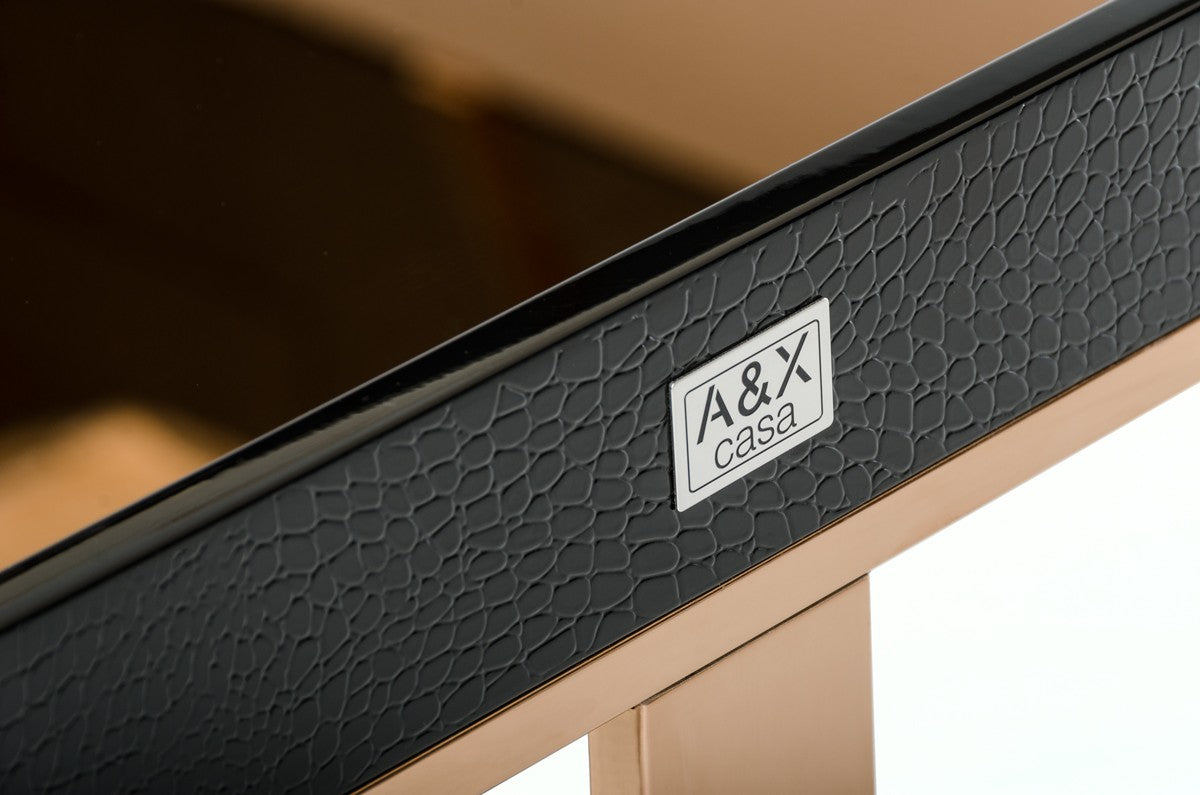 A&X Padua Modern Large Black & Rosegold End Table