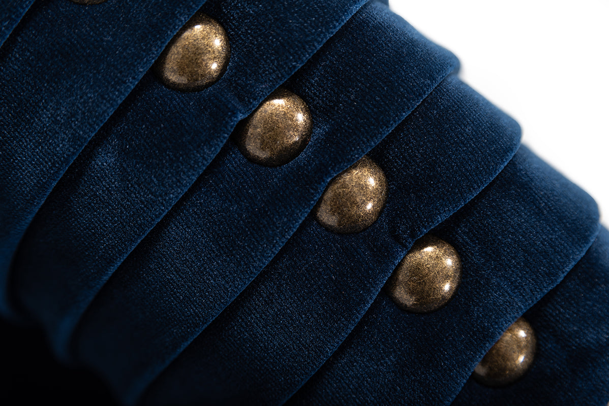 Divani Casa Palomar Modern Blue Velvet & Brass Sofa