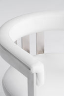 Modrest Pontiac - Modern White Vegan Leather + Stainless Steel Dining Chair