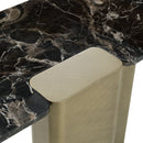 Modrest Quest - Modern Black Rose Marble + Antique Brass Console Table