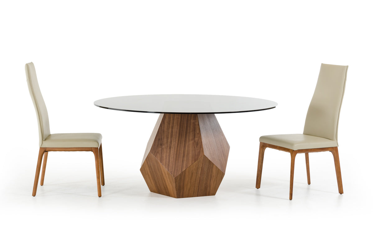 Modrest Rackham Mid-Century Walnut Round Dining Table