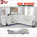 Alexa2023 White Reclining Sectional – Comes with a FREE Rug!