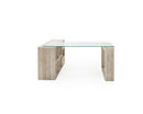 Nova Domus Roma - Modern Glass + Faux Travertine Reversible Desk