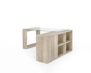 Nova Domus Roma - Modern Glass + Faux Travertine Reversible Desk