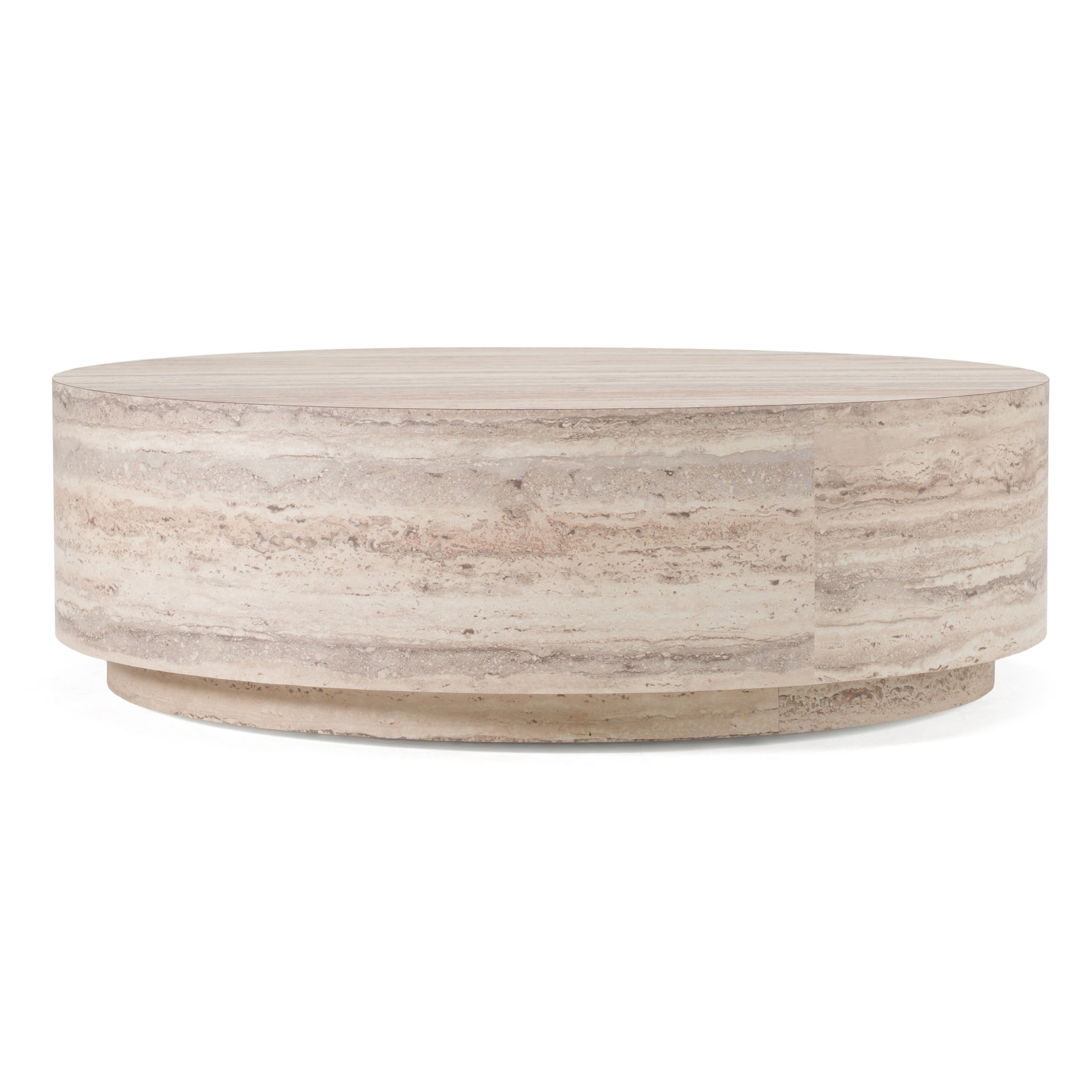 Nova Domus Roma - Modern Faux Travertine Round Coffee Table