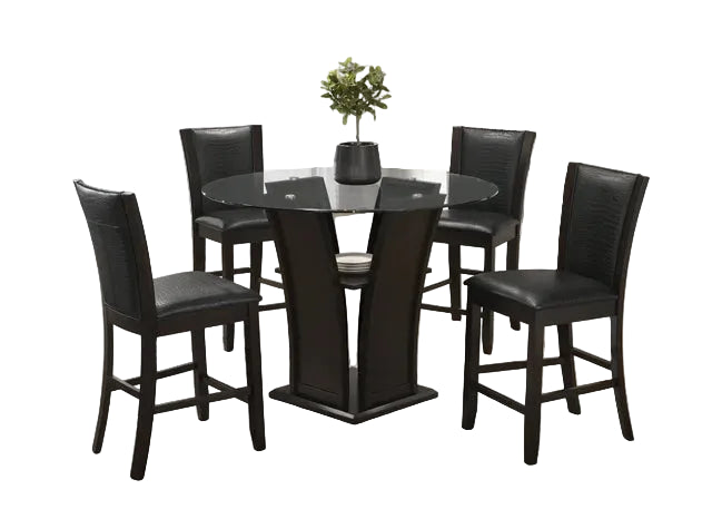 Orlando - Black Pub Table + 4 Chair Set