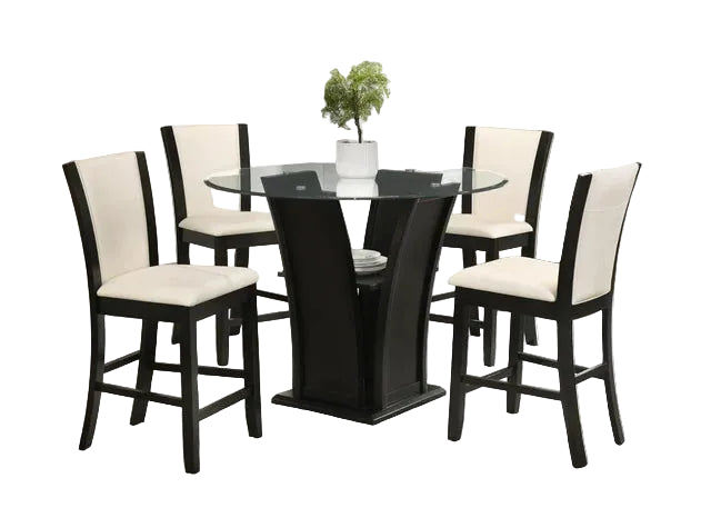 Orlando - White Pub Table + 4 Chair Set
