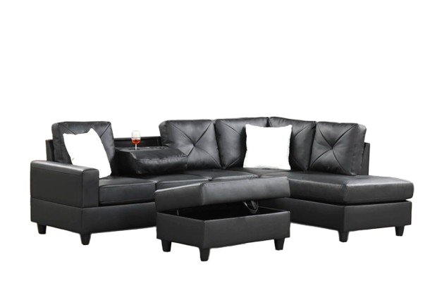 Rocket PU Reversible Sectional (Black)