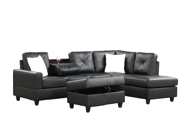 Rocket PU Reversible Sectional (Black)