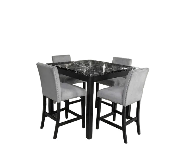 Dior Oynx Gray - Pub Table + 4 Chair Set