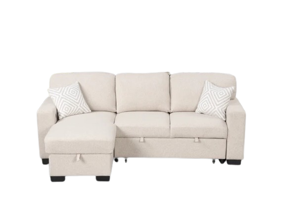 Pacific Beige Reversible Sectional With Pull-Out Bed